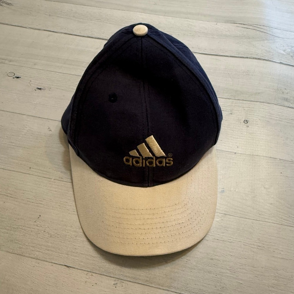 Adidas Ball Cap Hat Adjustable Leather Slideback Blue One Size